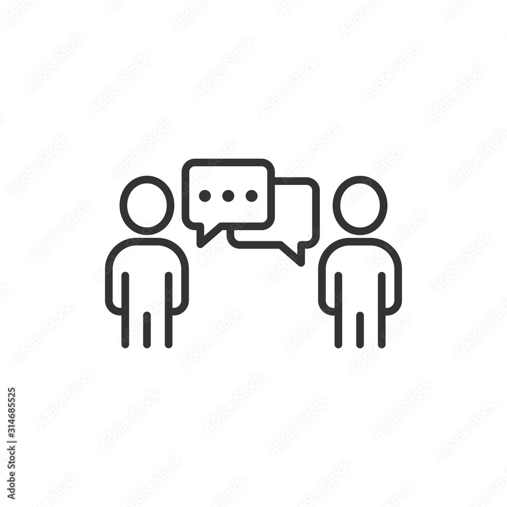People with speech bubble icon in flat style. Chat vector illustration on white isolated background. Speaker dialog business concept. People with speech bubble icon in flat style. Chat vector illustration on white isolated background. Speaker dialog business concept.