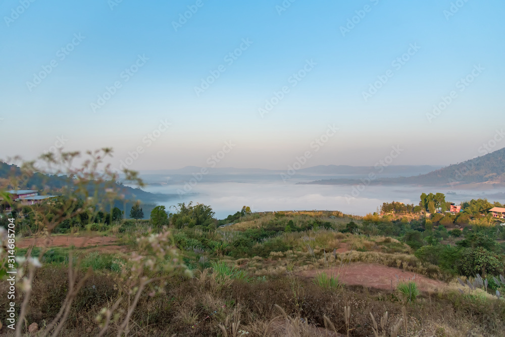 View of mountains and reservoirs at Khao Kho, Phetchabun, Thailand