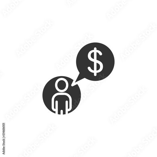 People with money icon in flat style. Investor vector illustration on white isolated background. Businessman business concept.
