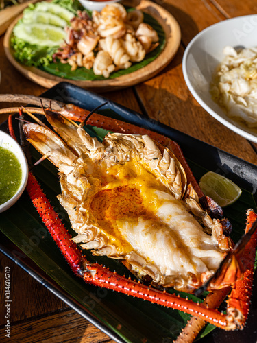 River Prawn barbecue with thai seafood sauce