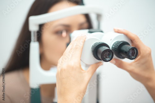 Girl checks eyesight