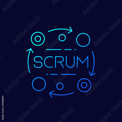 Scrum process thin line icon