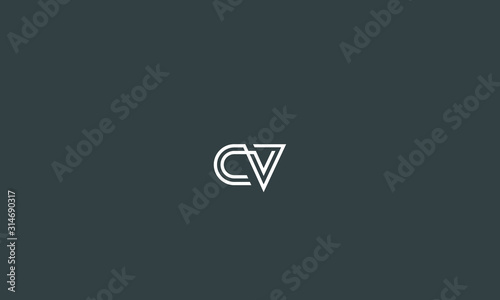 Alphabet letter monogram icon logos CV