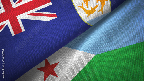 Anguilla and Djibouti two flags textile cloth, fabric texture photo