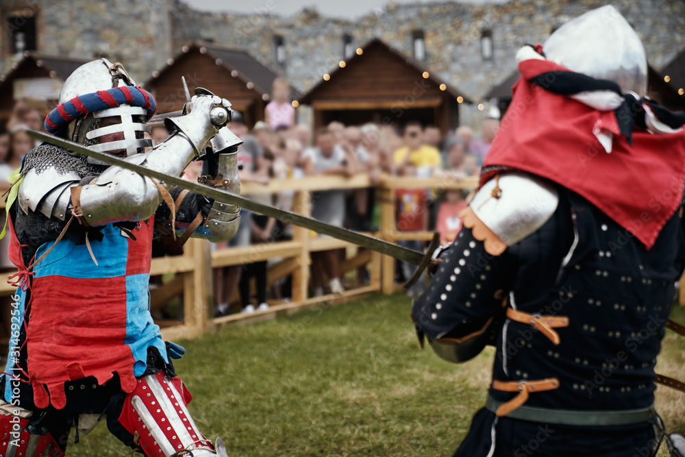 Reconstruction of knights fight with swords.