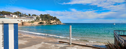 Fototapeta Naklejka Na Ścianę i Meble -  Fully equipped Spanish city beach S'Agaro, Girona, Spain
