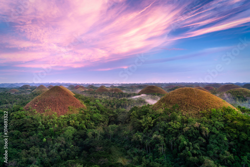 sunset Chocolate hills Bohol Philippines