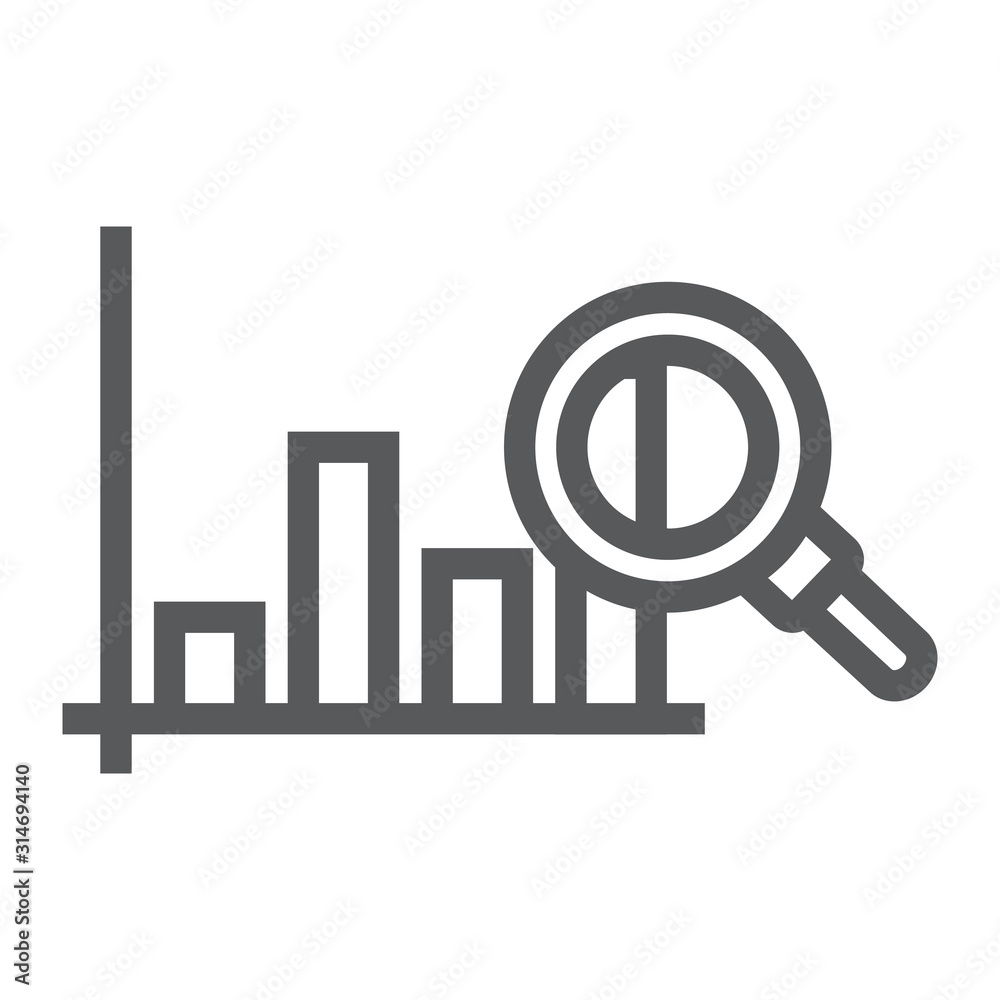 Market research line icon, business and strategy, graph sign, vector graphics, a linear pattern on a white background, eps 10. Market research line icon, business and strategy, graph sign, vector graphics, a linear pattern on a white background, eps 10.