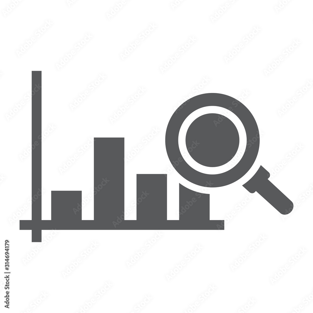 Market research glyph icon, business and strategy, graph sign, vector graphics, a solid pattern on a white background, eps 10.