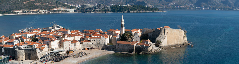 panoramic view to the Old Town of Budva
