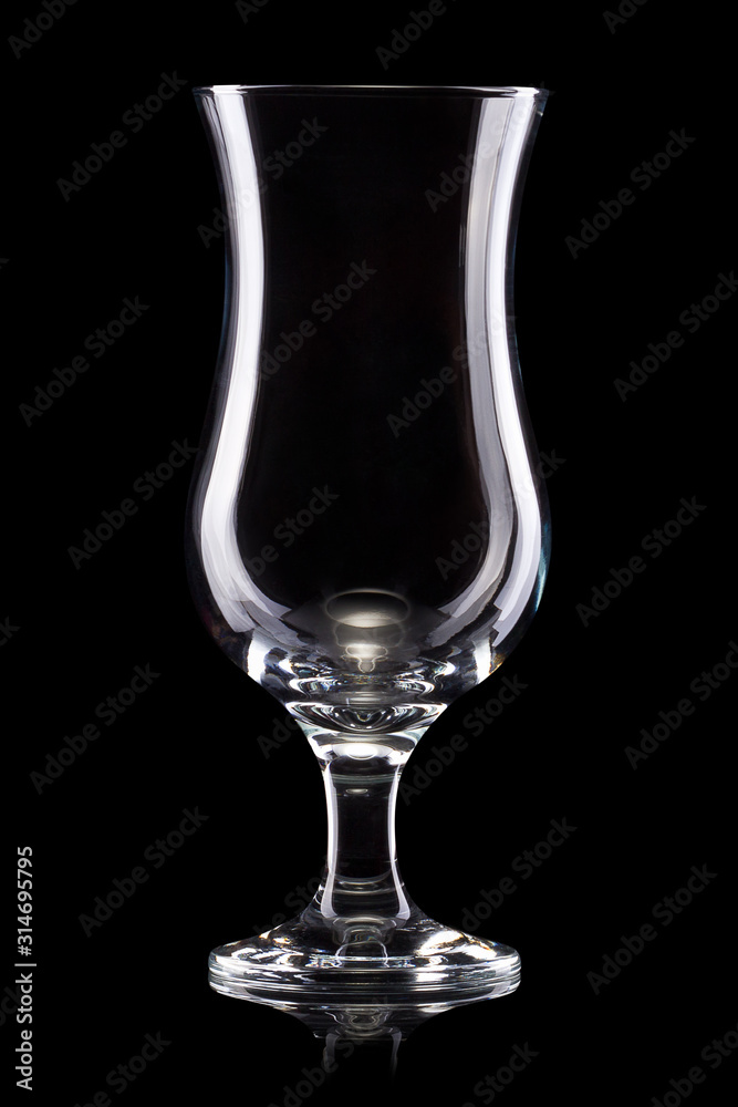 Empty hurricane cocktail glass isolated on white background Empty hurricane cocktail glass isolated on white background