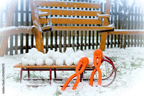 sleigh and snowballs