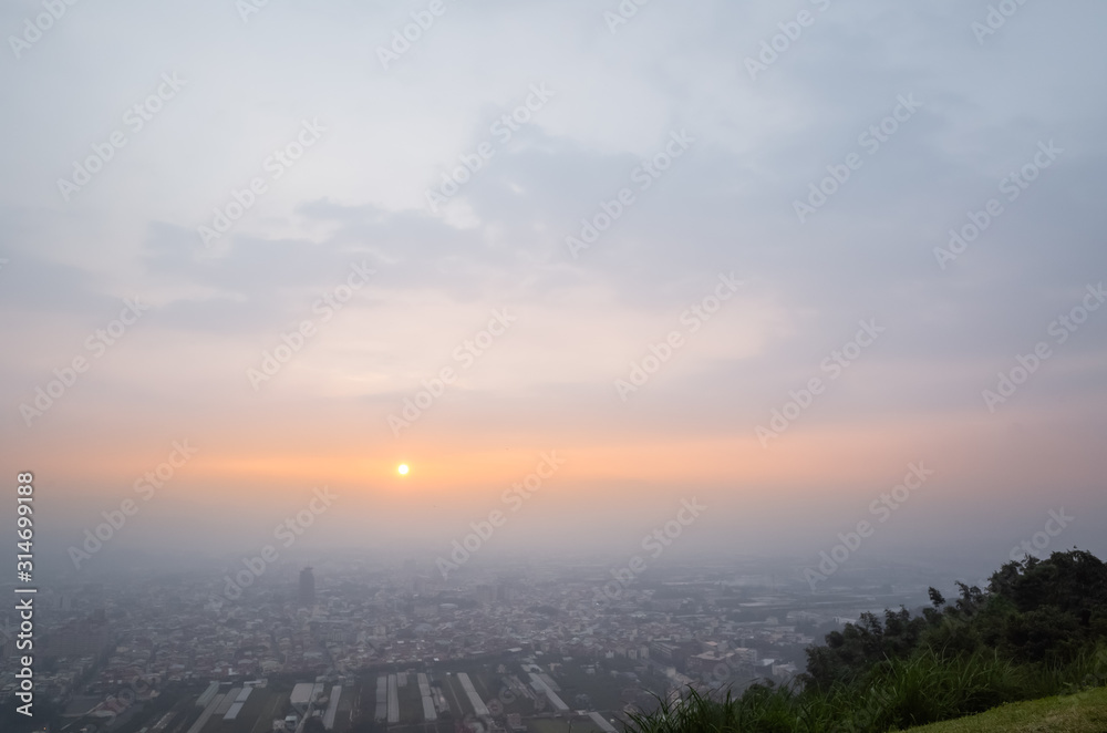 sunset cityscape of Puli town sunset cityscape of Puli town