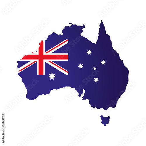 map of australia with flag isolated icon vector illustration design