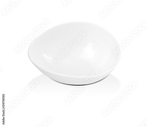 Empty ceramic white bowl isolated on a white background.