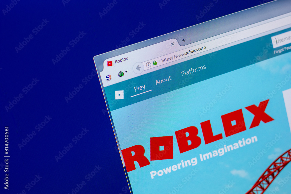 Ryazan, Russia - April 16, 2018 - Homepage of Roblox Website on