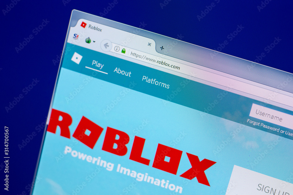 Ryazan, Russia - April 16, 2018 - Homepage of Roblox website on