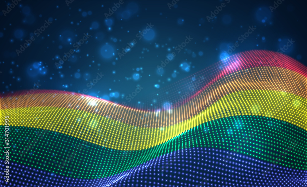 Vector bright glowing country flag of abstract dots. Rainbow LGBT Vector bright glowing country flag of abstract dots. Rainbow LGBT