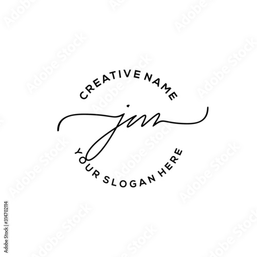 Initial letter JM Signature handwriting Logo Vector