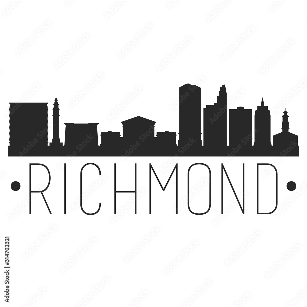 Richmond Virginia. City Skyline. Silhouette City. Design Vector. Famous Monuments.