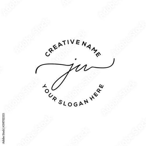 Initial letter JU Signature handwriting Logo Vector photo