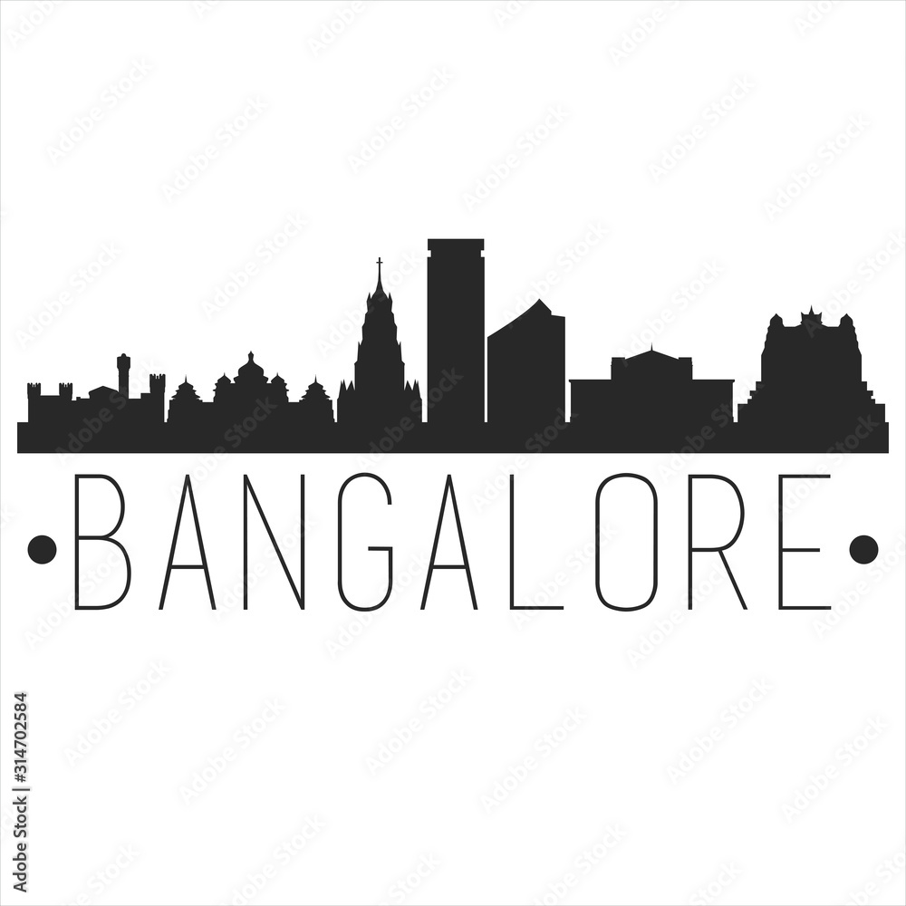 Bangalore India. City Skyline. Silhouette City. Design Vector. Famous Monuments.