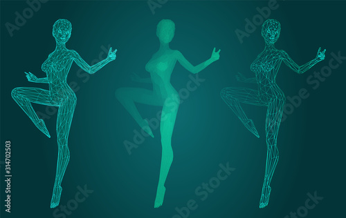 vector set of female figures in dance poses on the background © coffeemill