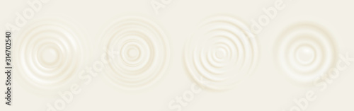 Water ripple. 3D wave effect with concentric circles on white background, milk drop splash effect. Vector illustrations water abstract waves surface circles on light
