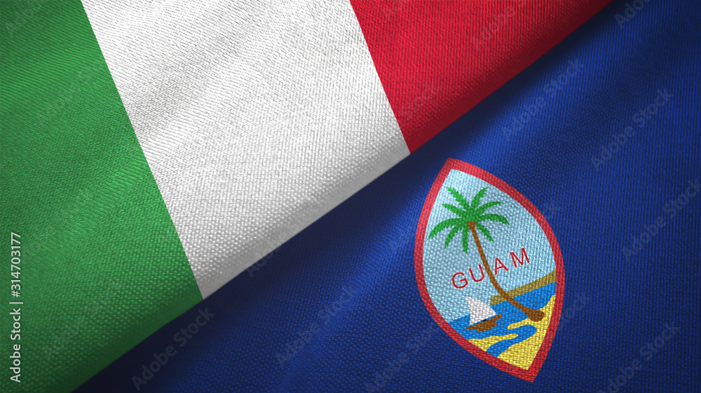 Italy and Guam two flags textile cloth, fabric texture