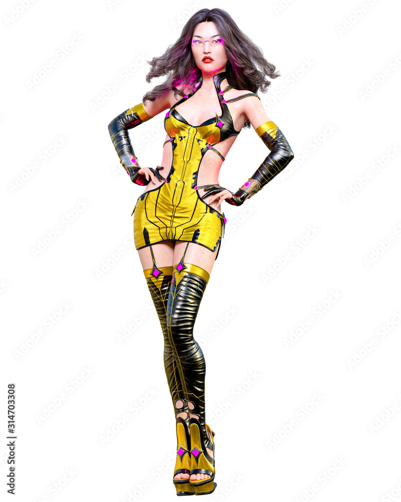 3D japanese assassin warrior amazon woman render. 3D japanese assassin warrior amazon woman render.