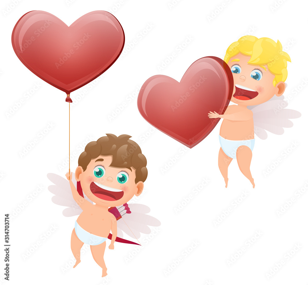vector set of cupids of angels for valentines day vector set of cupids of angels for valentines day