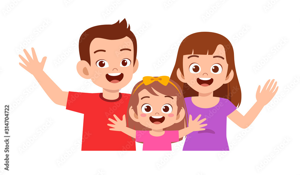 happy cute little kid girl with mom and dad