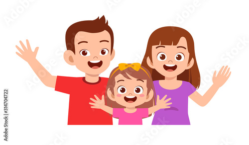 happy cute little kid girl with mom and dad