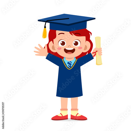 happy cute little kid girl graduate from school