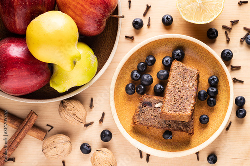 Quince chlebell with walnuts and wholemeal flour