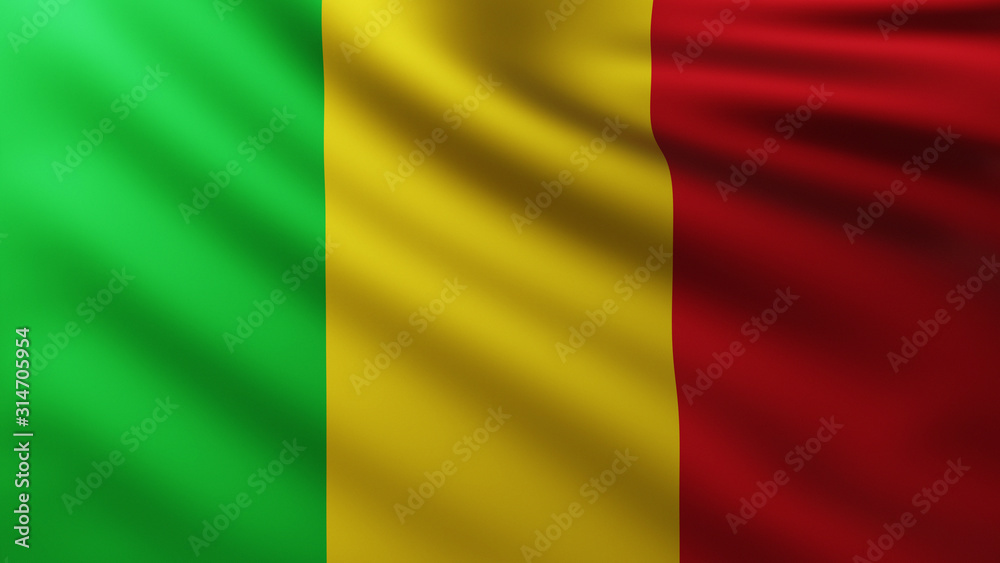 Large Malian Flag background in the wind