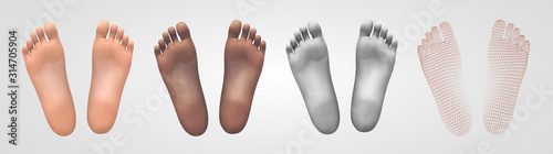 3d illustration,vector foot volume, health and shoe selection