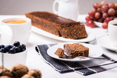 Zucchini chlebell with walnuts and fresh fruits