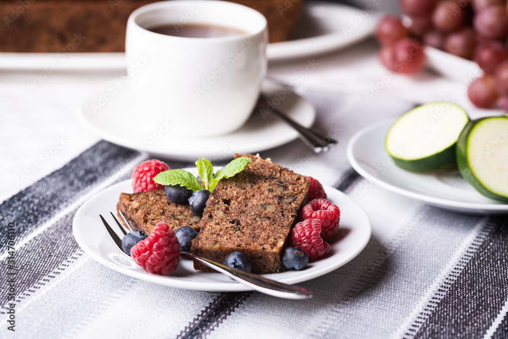 Zucchini chlebell with walnuts and fresh fruits Zucchini chlebell with walnuts and fresh fruits
