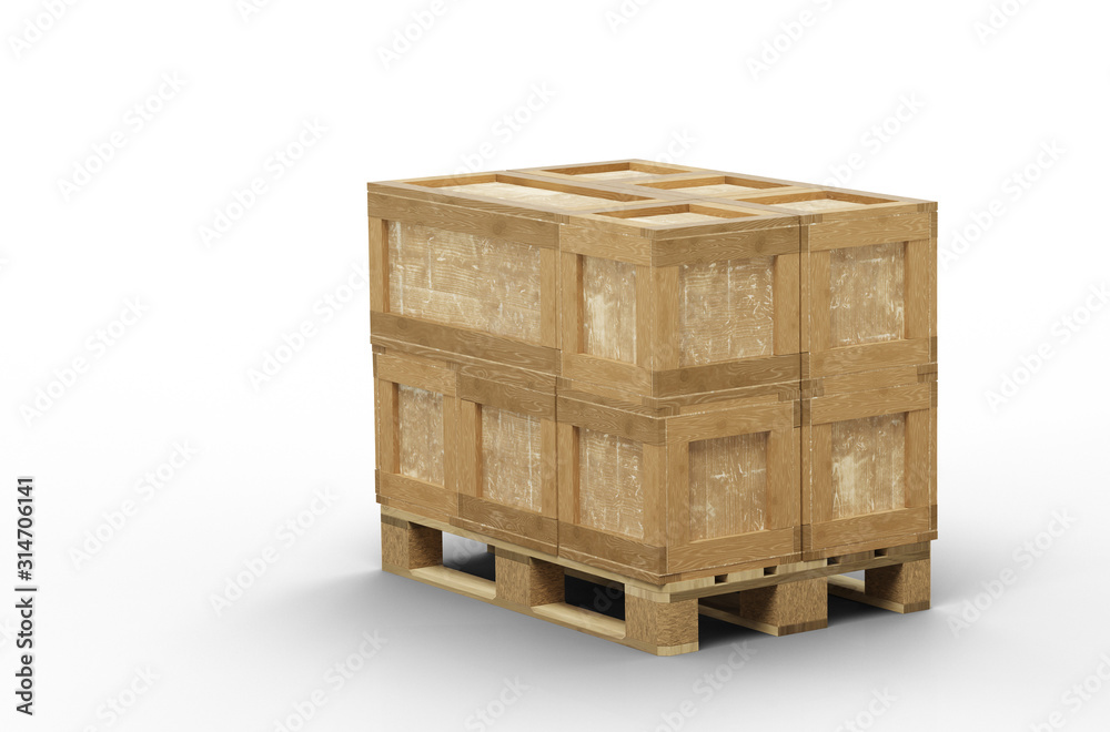 Wood pallet totally loaded with Transport box in different size Wood pallet totally loaded with Transport box in different size