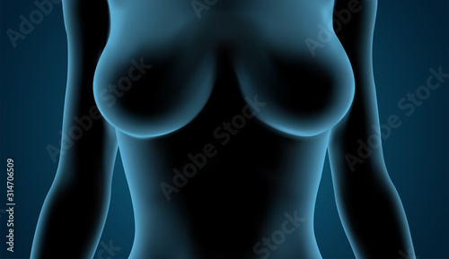 vector blue luminous silhouette of a female body on a dark background