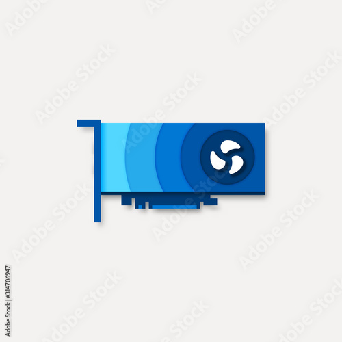 Graphics expansion card material design vector icon / settings menu / shop product thumbnail