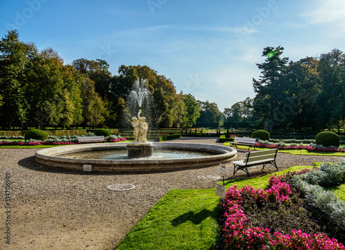 Gardens of Zamoyski Palace in Kozlowka, Lublin Voivodeship, Poland