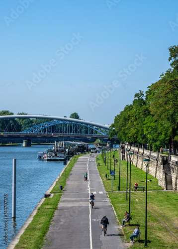 Promenade and Bicycle Path along Vistula River, Cracow, Lesser Poland Voivodeship, Poland