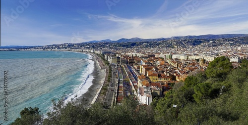 2_Panorama at the Gulf of Angels and Boulevard The English Walk, Nice , France.