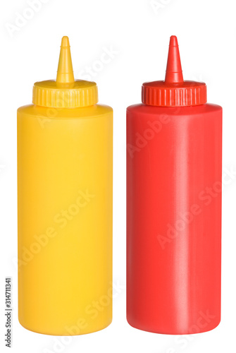 Ketchup and mustard squeeze bottles