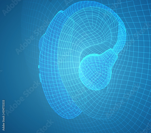 vector human ear. hearing treatment, plastic surgery, implantation