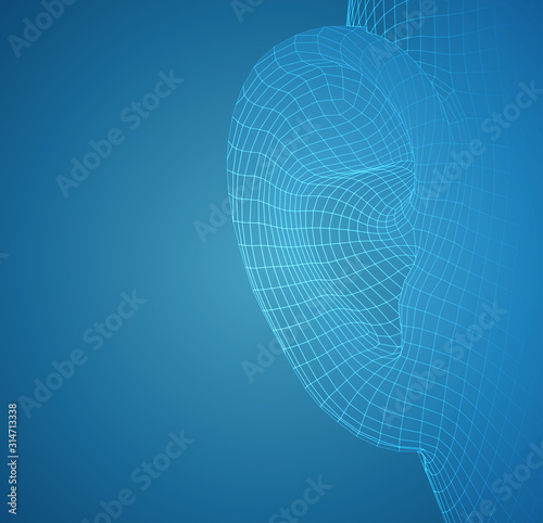 vector human ear. hearing treatment, plastic surgery, implantation