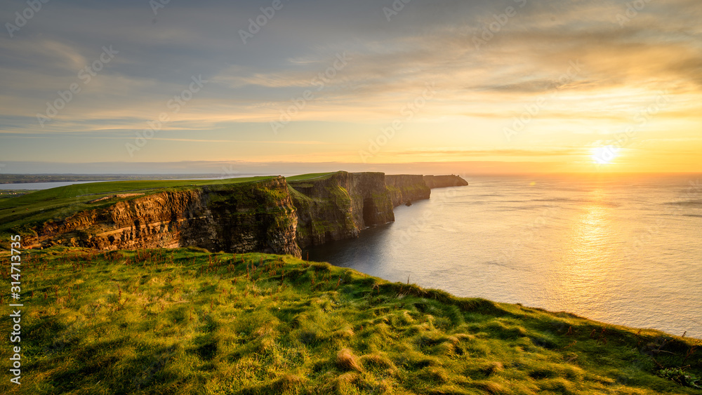 Moher cliffs and atlantic ocean in Ireland