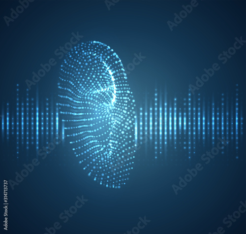 vector ear from points and circles. highlights and spots. music